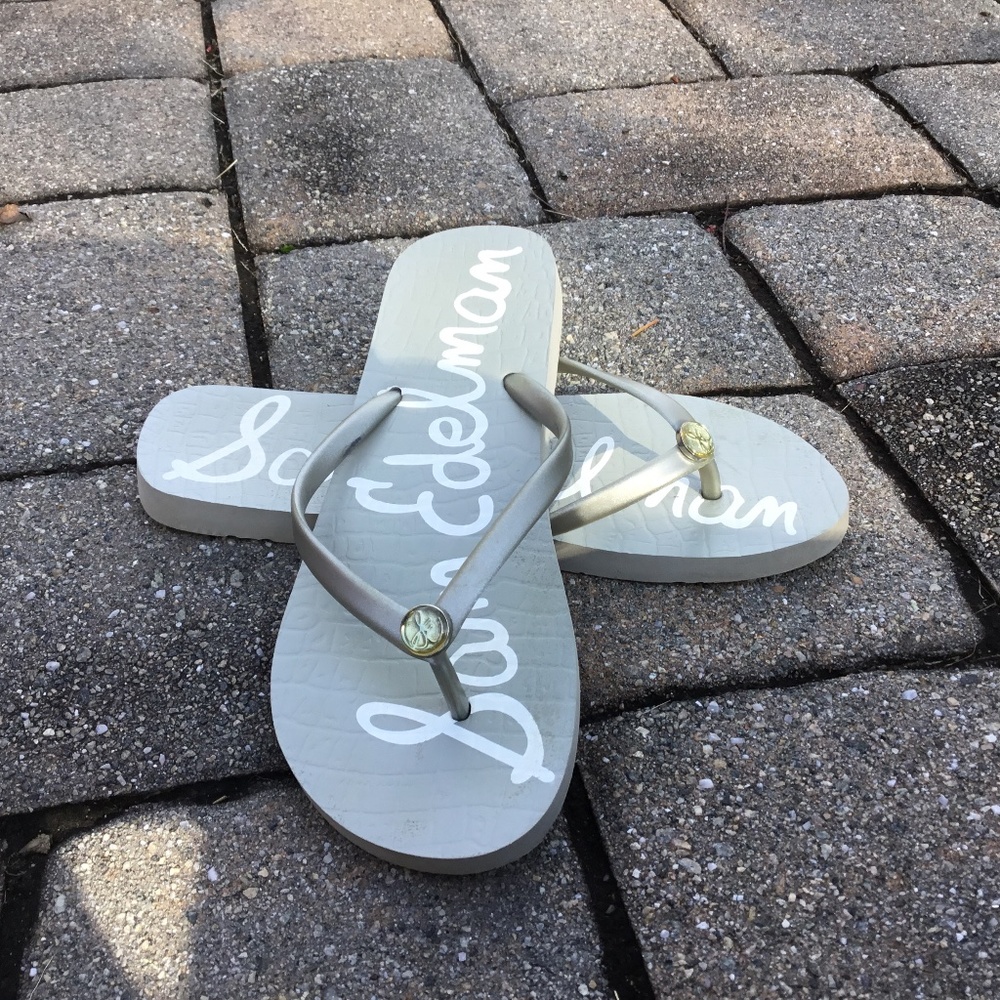 Sam Edelman silver/gray Flip Flops